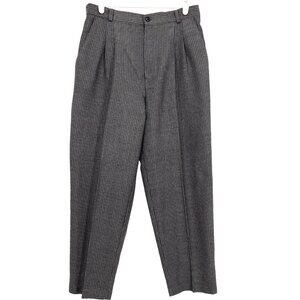 Briggs Women Pleated Light Brown Striped Pant 12P Elastic Side High Rise Tapered
